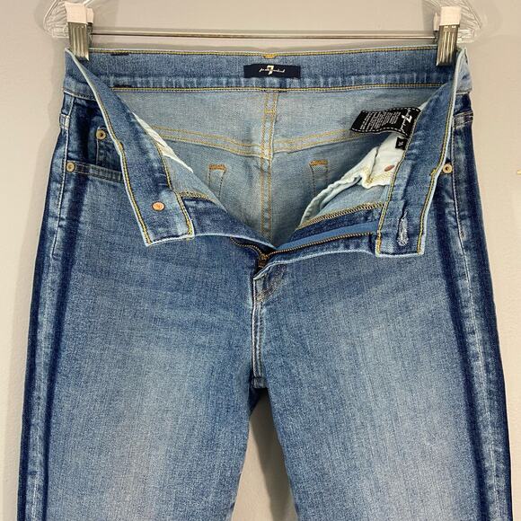 7 For All Mankind Edie - High Waist Crop Straight Leg with Side Stripe - Picture 3 of 8